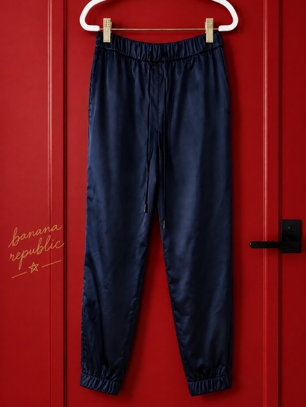 Women's Banana Republic Navy Satin Jogger Pants - Size S